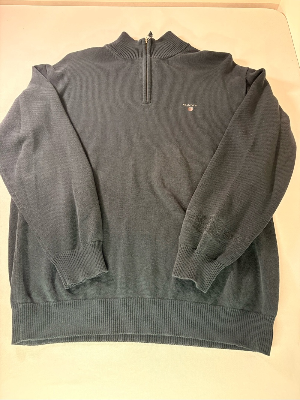 GANT Men's Dark Navy Half-Zip Mock Neck Sweater